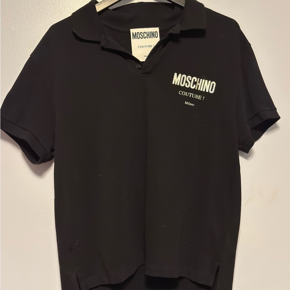 Moschino Black Polo with Silver Logo